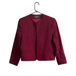 Orvis Wool Blazer Women Med Burgundy Open Quiet Luxury Old Money Career